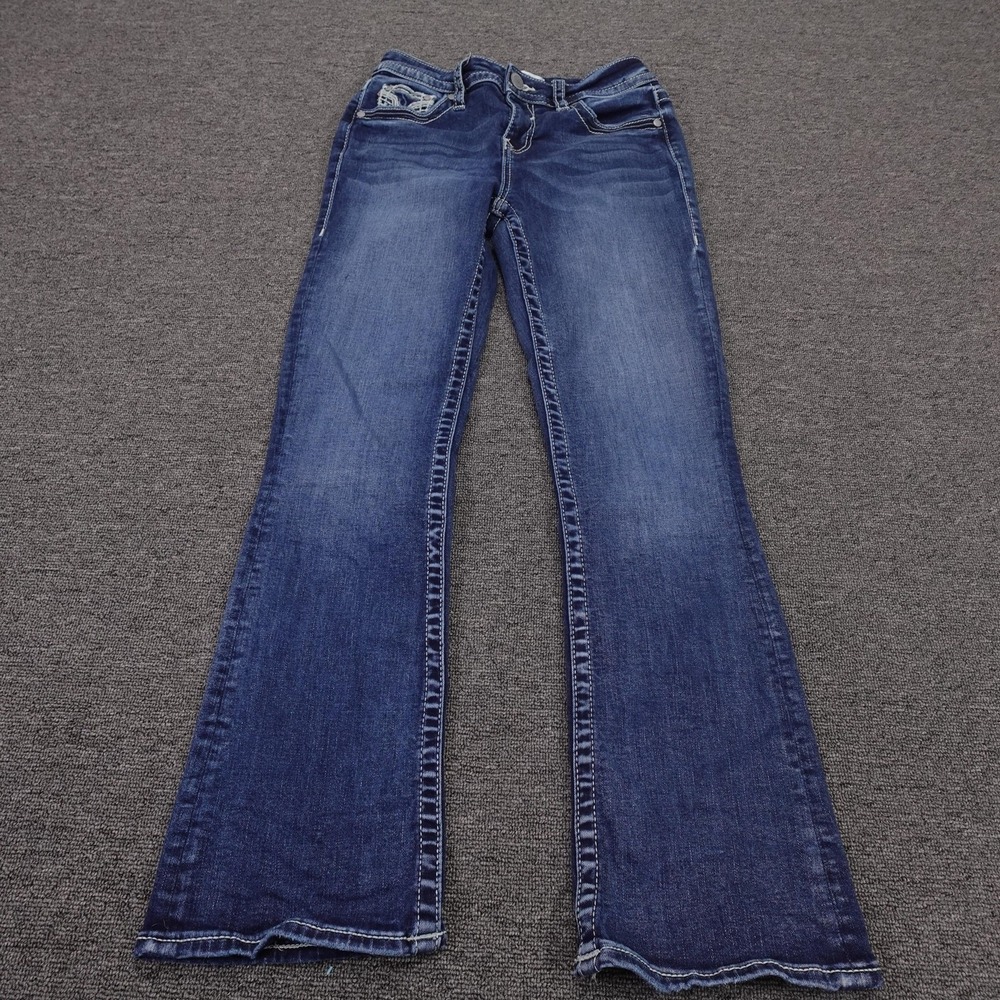 Vigoss Jeans Womens 2 Blue Low Rise Bootcut Stretch Embroidered 28x32 Denim